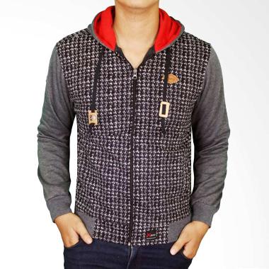 Gudang Fashion JAK 2188 Denim Hoodie Jeans Jaket Pria - Grey