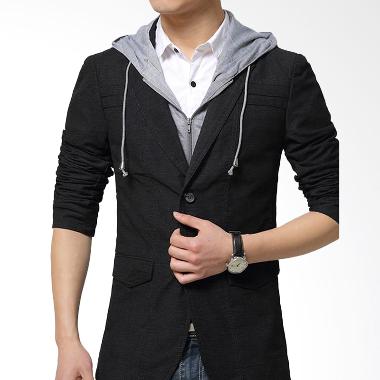 Gudang Fashion Katun Kombinasi Kaos BLZ 693 Blazer Korea Pria - Black