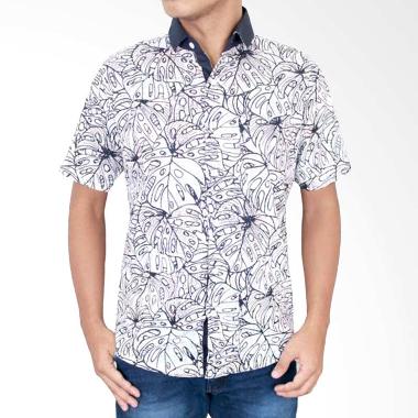 Gudang Fashion BAT 791 Male Slimfit Batik Short Sleeve Katun - White
