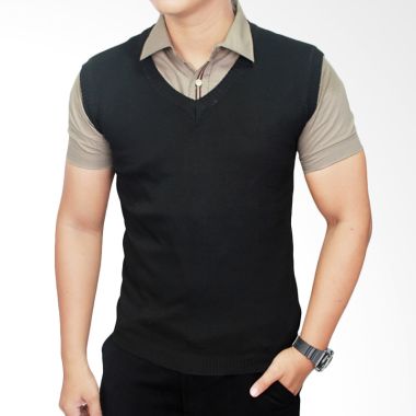 Jual Gudang Fashion ROM 310 Vest For Mens Suit Rajut Hitam 