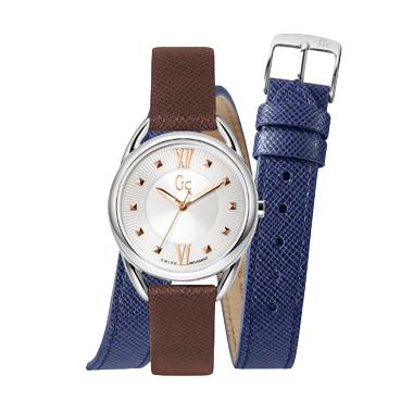 Guess Collection Gc Twist Y13001L1 Leather Jam Tangan Wanita - Brown Silver