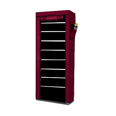 Home-Klik Rak Sepatu 10 Susun + Cover Maroon