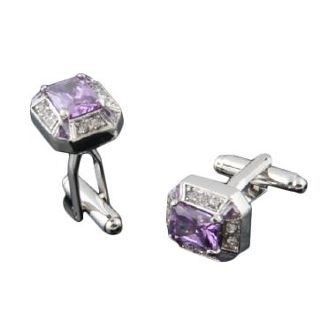 Houseofcuff Studded Ametyhst Manset Kancing Kemeja - Silver Silver