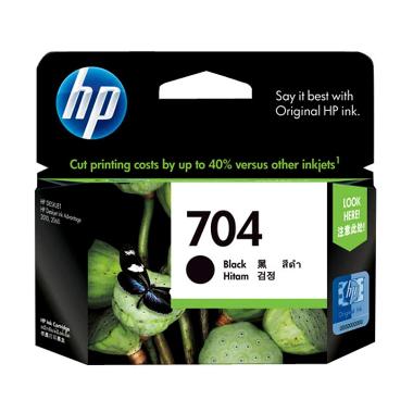 HP 704 Black Ink Cartridge Tinta Printer