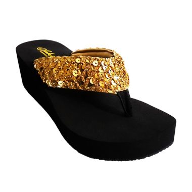 Sakia Hawaii Wedges Emas Sandal Wan ...