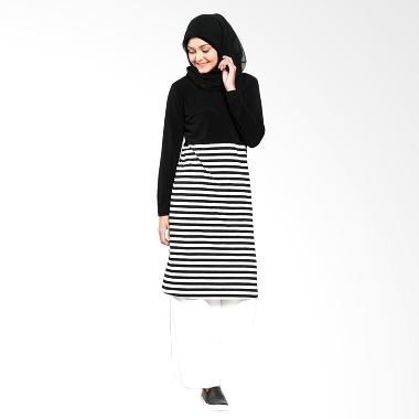 Monday Moms Day - Imani IB-TSBW-15 ... hite Stripe Atasan Muslim