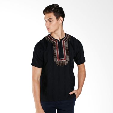 Intresse Scallyweg Short Sleeve KF-5958-BK10 Black Baju Koko & Gamis