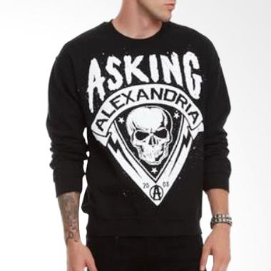 JersiClothing Asking Alexandria Velvet Print Sweater Pria - Black