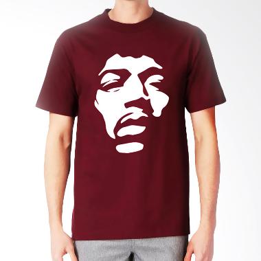 JersiClothing Jimi Hendrix Velvet Flock Print Maroon Kaos Pria