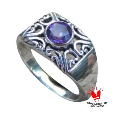 Jnanacrafts Ukir Bali Batu Amethys Cincin Perak
