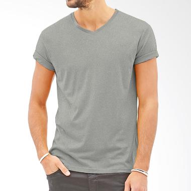 KaosYES Polos V-Neck Kaos Pria - Abu Misty