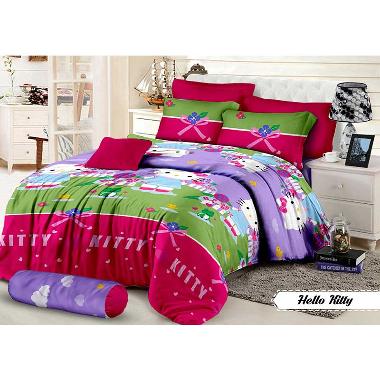 Khawla Disperse Hello Kitty Set Sprei dan Bed Cover