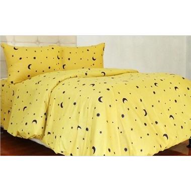 King Starry Night Katun Motif Dewasa Full Set Sprei - Kuning