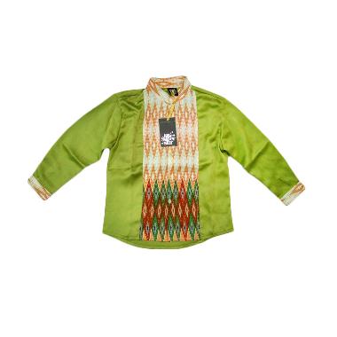 Little Superstar Shirt 2 Tone Ls Batik Koko Anak - Green Orange