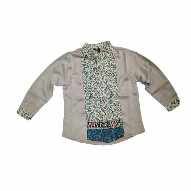 Little Superstar Shirt 2 Tone Ls Batik Koko Anak - Grey Cream