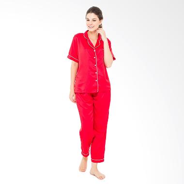 Madeleine's Silk Long Pajama Set - Red