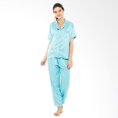 Madeleine's Silk Long Pajama Set - Turquoise