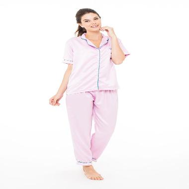 Madeleine's Silk Long Pajama Set - Pink