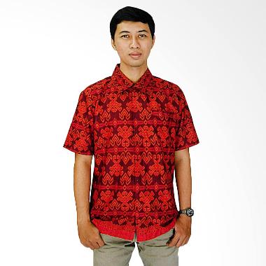 Mayura Batik Motif Tenun Windu Kemeja Batik Pria - Maroon