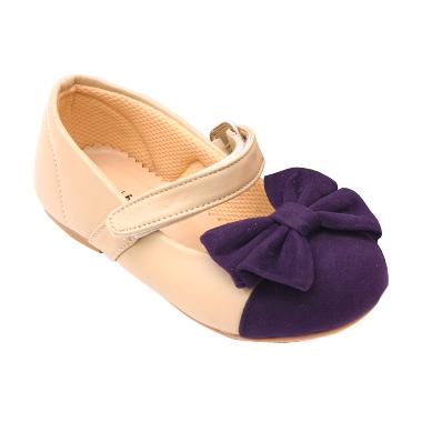 Minetha Kid Shoes Marla Kulit Imitasi Krem Sepatu Anak Perempuan