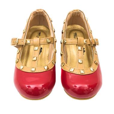 Minetha Kid Shoes Milly Kulit Imitasi Sepatu Anak Perempuan - Merah