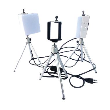 MMS Paket Lampu Mini Studio LED Dif ... round + Tripod Smartphone