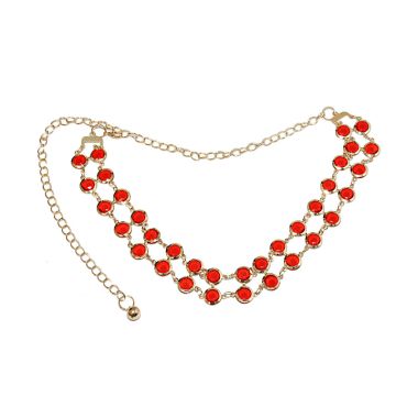 Nathanie Double Zircon Red Ikat Pin ...