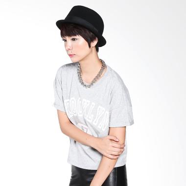 MK Trend NBA Brooklyn Nets Crop Melange Grey Kaos Wanita (N162TS791P)