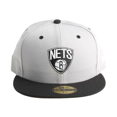 New Era NBA Brooklyn Nets 59FIFTY Abu-Abu Hitam Topi Basket (70150143)