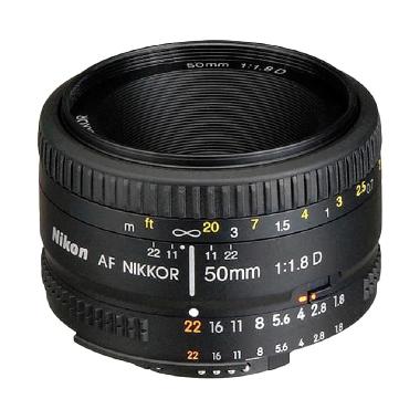 Nikon AF 50mm f/1.8D Lensa Kamera for Nikon DSLR - Hitam