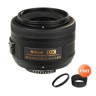 Nikon AF-S DX 35mm f/1.8G Lensa Kam ... ter 52mm + Lenshood HB-46
