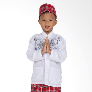 Orange Koko Panjang Putih Baju Muslim Anak