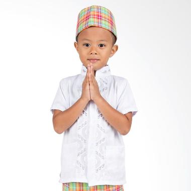 Orange Koko Pendek Putih Baju Muslim Anak