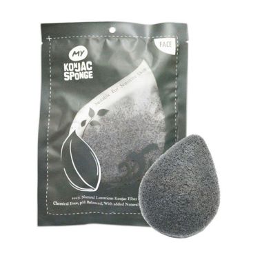My Konjac Sponge All Natural Fiber Bamboo Charcoal Grey Facial Sponge