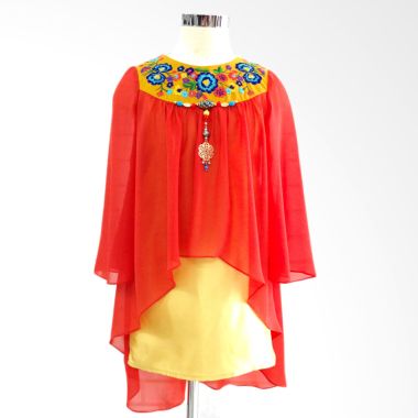 PMC Gamis Siffon Orange Gold Baju Muslim Anak Perempuan                                                                         