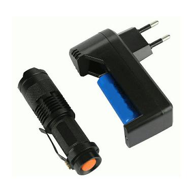 Police Q5 Mini SWAT Police Lampu Senter - Hitam
