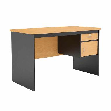 Prissilia Study Desk Mortred with Ironfeet Meja Belajar - Beech