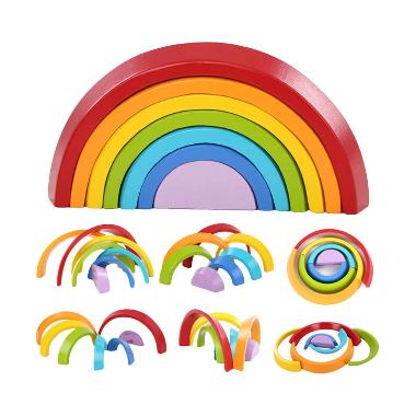 Puzzle Anak Rainbow Wooden Puzzle Mainan Anak
