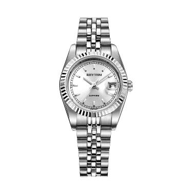 Rhythm R1203S 01 Stainless Jam Tangan Wanita - Silver White