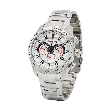 Rhythm S1410S 01 Stainless Jam Tangan Pria - Silver White White-Silver