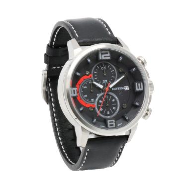 Rhythm SI1601L 01 Leather Jam Tangan Pria - Black Black-Black
