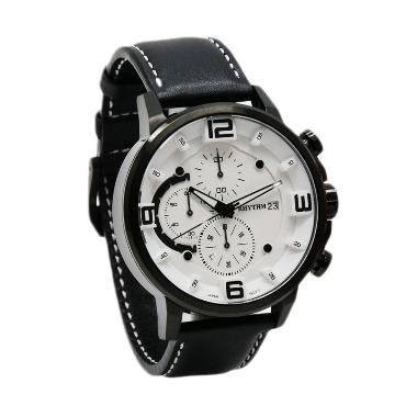 Rhythm SI1601L 03 Leather Jam Tangan Pria - Black White Black-White