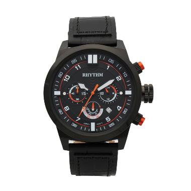 Rhythm SI1602L 05 Leather Jam Tangan Pria - Black Orange
