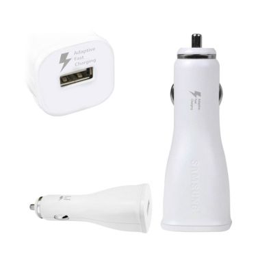 Charger Samsung Car Adaptor Charger with Micro USB - White