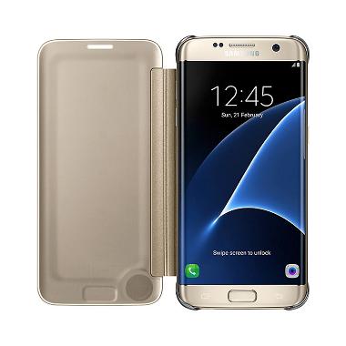 Samsung Clear View Cover Casing for Galaxy S7 Edge - Gold