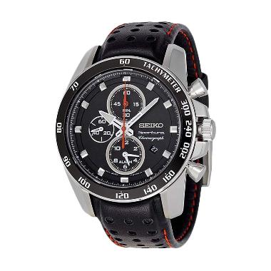 Seiko SNAE69P2 Sportura Chronograph Hitam Kulit Jam Tangan Pria
