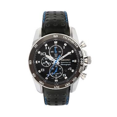 Seiko SNAE79P1 Sportura Chronograph Kulit Hitam Jam Tangan Pria
