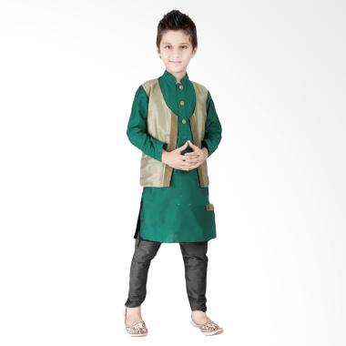 Senshukei Koko Boys Atasan Baju Muslim - Green Vest Gold
