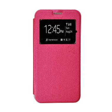 SMILE Flip Cover Casing for Oppo Joy 3 A11 - Hot Pink