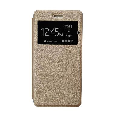 SMILE Flip Cover Casing for Oppo R7 or R7 Lite - Gold
